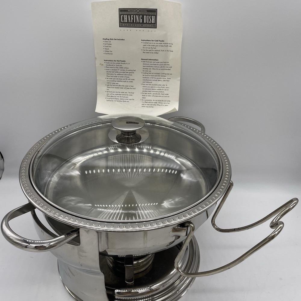 Rare Williams Sonoma Chafing Dish Grande Cuisine 4-6 Qt‎ 18/10 Stainless Steel